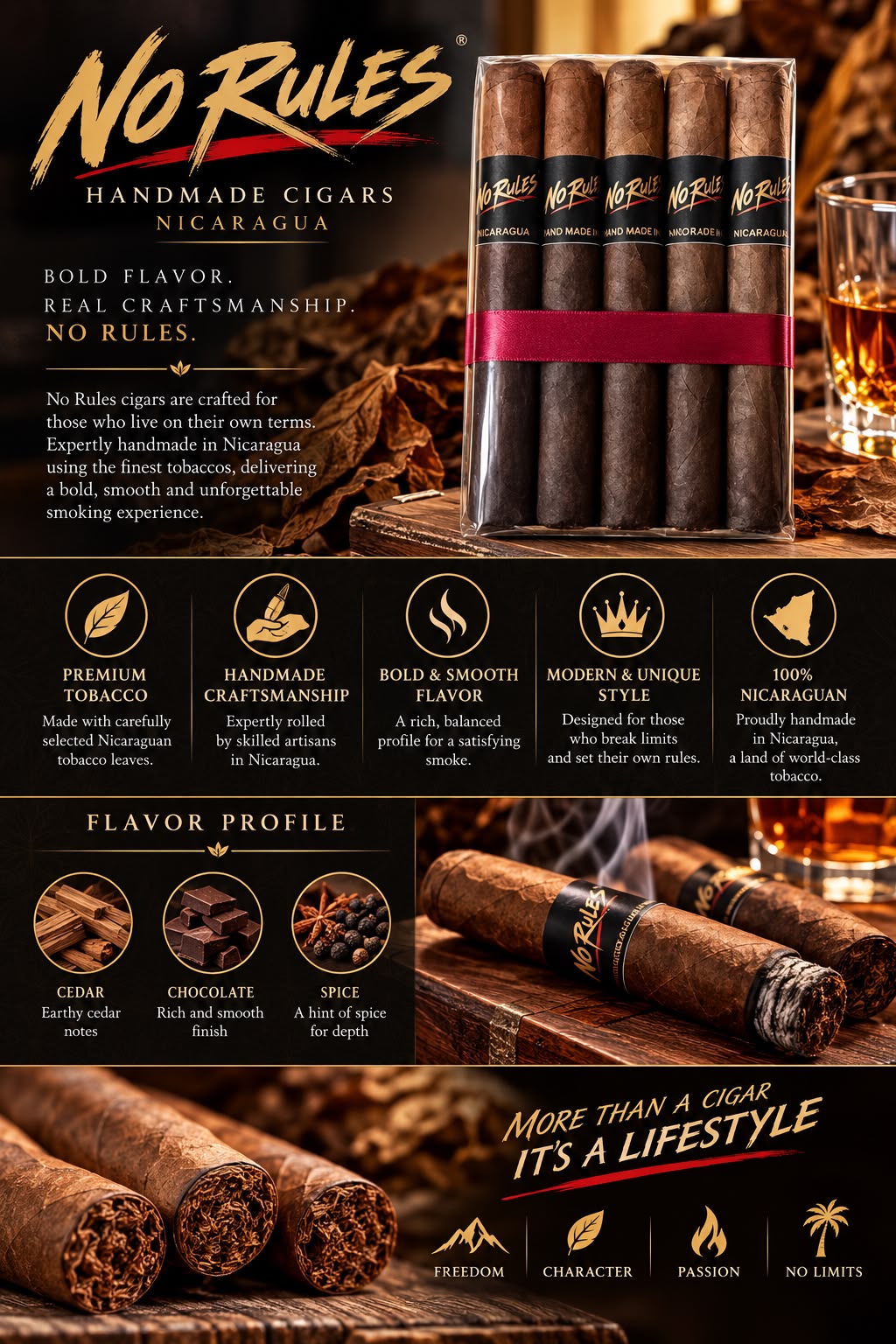 No Rules handmade Nicaraguan cigars